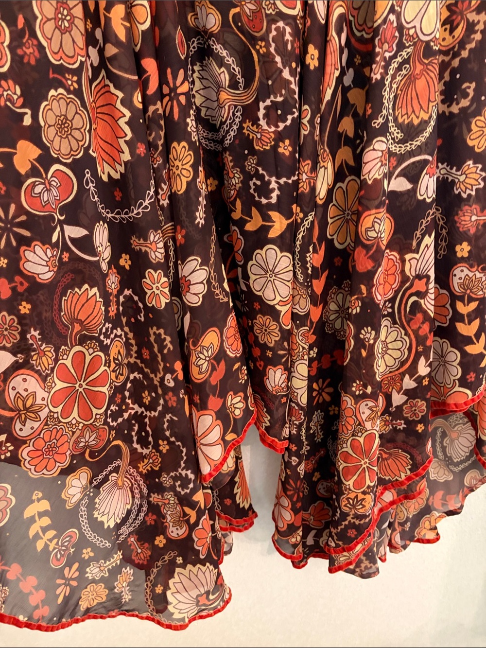Retro Floral Maxi Dress in Rust Orange - Picture 7 of 9
